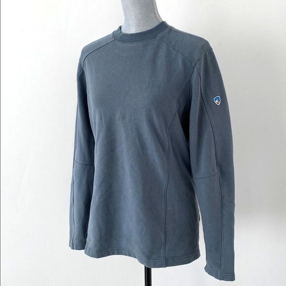 Kühl Blue Grey Organic Cotton Sweater Sz S Gorp Core Hiking Camping